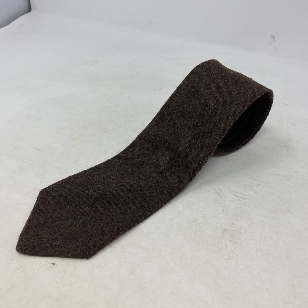 Yves Saint Laurent Vintage Brown Wool Blend Tie YSL Paris New York 3.25" Width